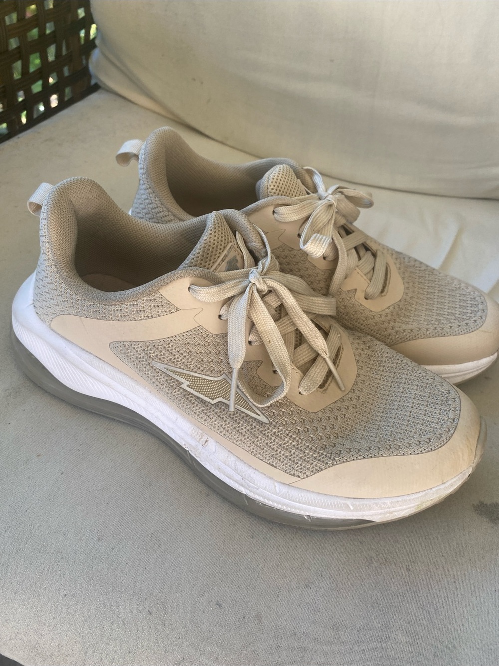 Avia Women's Beige/Tan Breathable Mesh Lace-Up Sneakers